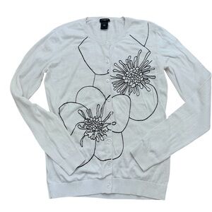Ann Taylor White Floral Cardigan